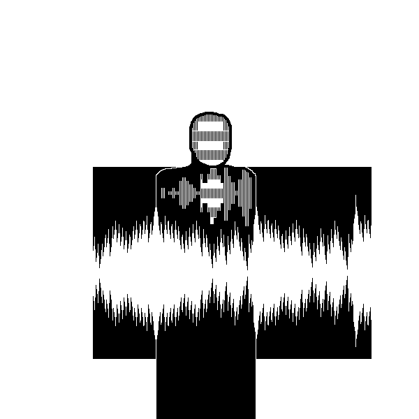 microsoft paint art of a surrealist view of a figure on an audio waveform